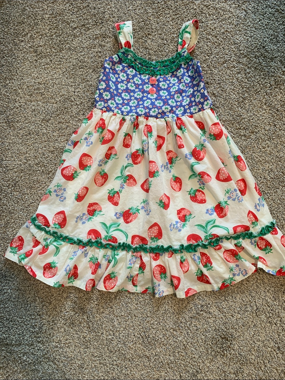 Matilda Jane Cream & Purple Strawberry Print Sundress